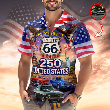 America 250th Anniversary Custom Car Photo Hawaiian Shirt