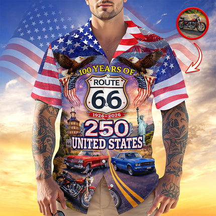 America 250th Anniversary Custom Car Photo Hawaiian Shirt