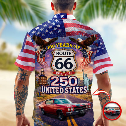 America 250th Anniversary Custom Car Photo Hawaiian Shirt