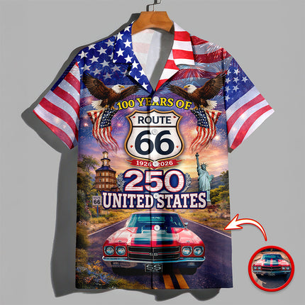America 250th Anniversary Custom Car Photo Hawaiian Shirt