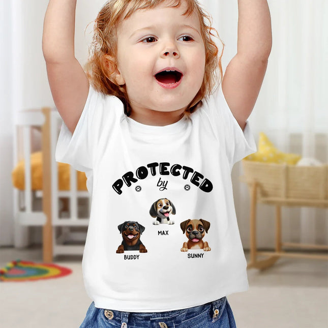 Protected By 3D Effect Dog - Personalized Baby Onesie