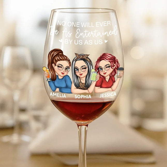Right In The Throat Besties Sisters - Personalized Wine Glass