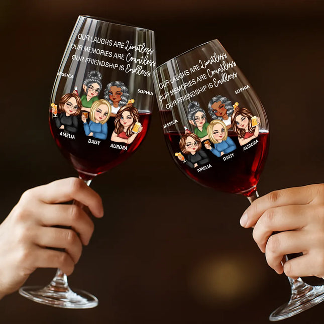 Right In The Throat Besties Sisters - Personalized Wine Glass