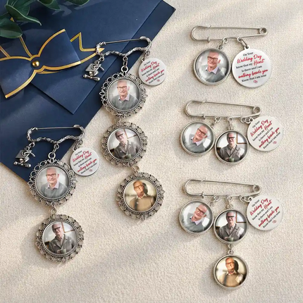 Custom Photo On Your Wedding Day Know That My Heart Is There - Personalized Graduation Lapel Pin