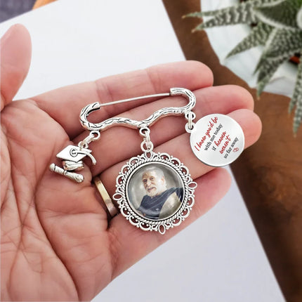 Custom Photo On Your Wedding Day Know That My Heart Is There - Personalized Graduation Lapel Pin