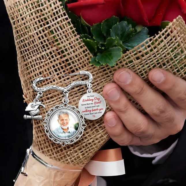 Custom Photo On Your Wedding Day Know That My Heart Is There - Personalized Graduation Lapel Pin