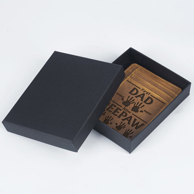 First Dad Now Grandpa Handprints - Personalized Card Wallet