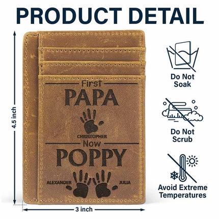 First Dad Now Grandpa Handprints - Personalized Card Wallet