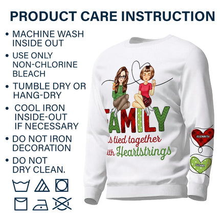 Sisters Are Tied Together With Heartstrings - Christmas Gift For Besties, Sisters - Personalized Sweatshirt With Sleeve Imprint