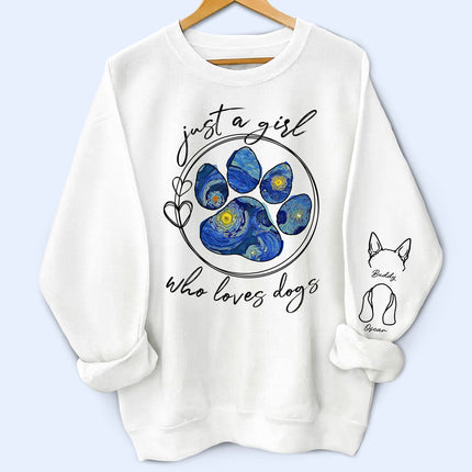 Just A Girl Who Loves Dogs Cats Night Sky - Gift For Dog Lover, Cat Mom, Pet Mum - Personalized Unisex Sweatshirt