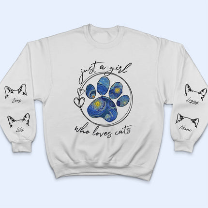 Just A Girl Who Loves Dogs Cats Night Sky - Gift For Dog Lover, Cat Mom, Pet Mum - Personalized Unisex Sweatshirt