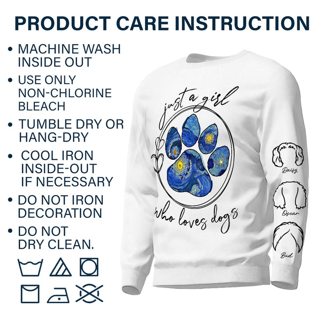 Just A Girl Who Loves Dogs Cats Night Sky - Gift For Dog Lover, Cat Mom, Pet Mum - Personalized Unisex Sweatshirt
