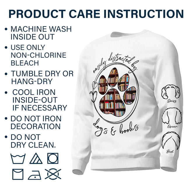 Easily Distracted By Dogs Cats And Books - Gift For Dog Lover, Cat Mom, Pet Mum - Personalized Unisex Sweatshirt