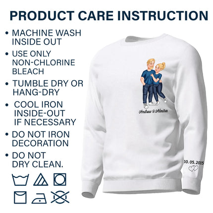 Arm In Arm Couple - Gift For Couples, Husband, Wife - Personalized Sweatshirt With Sleeve Imprint