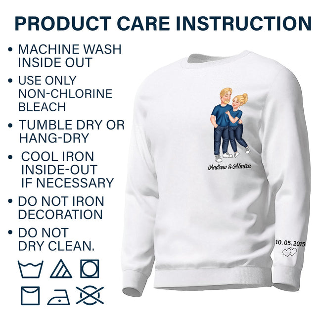 Arm In Arm Couple - Gift For Couples, Husband, Wife - Personalized Sweatshirt With Sleeve Imprint