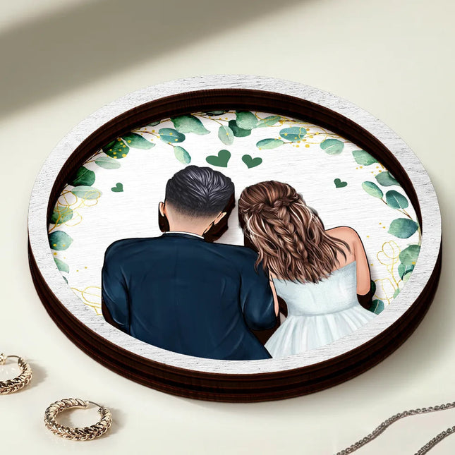 Newly Engaged Couple The Best Is Yet To Come - Personalized 2-Layered Wooden Ring Dish