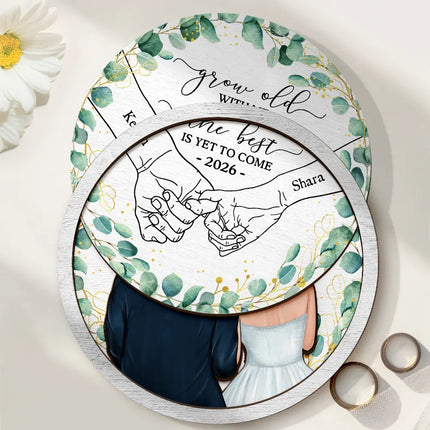 Newly Engaged Couple The Best Is Yet To Come - Personalized 2-Layered Wooden Ring Dish