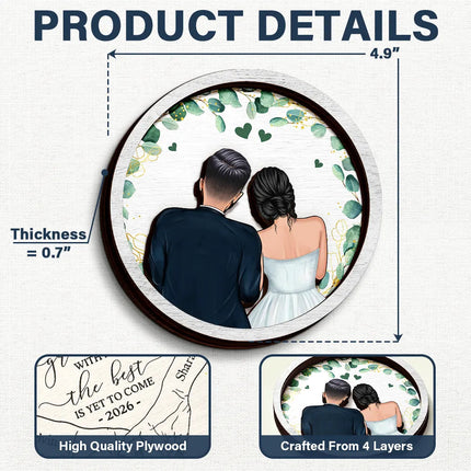 Newly Engaged Couple The Best Is Yet To Come - Personalized 2-Layered Wooden Ring Dish