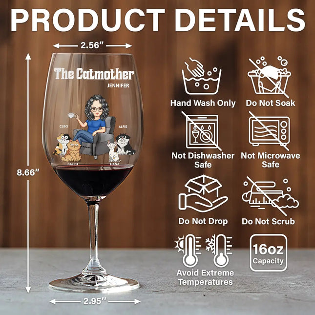 The Catmother - Personalized Wine Glass