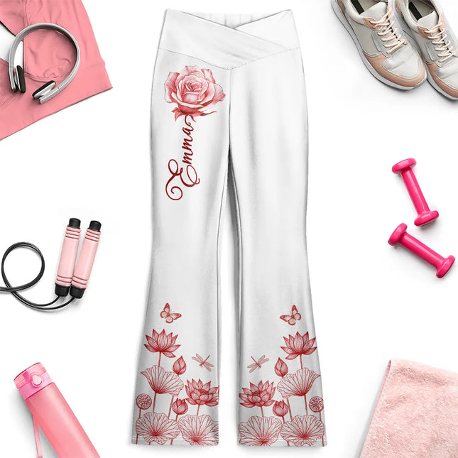 Toile De Jouy Birth Month Flower - Personalized Leggings