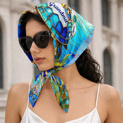 Turtle Silky Satin Effect Mom Grandma - Personalized Scarf