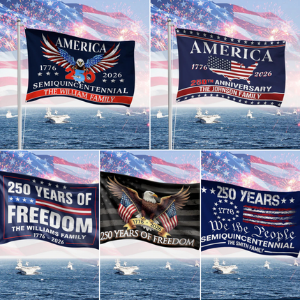 Personalized Family Name America 250th Anniversary Banner House Flag