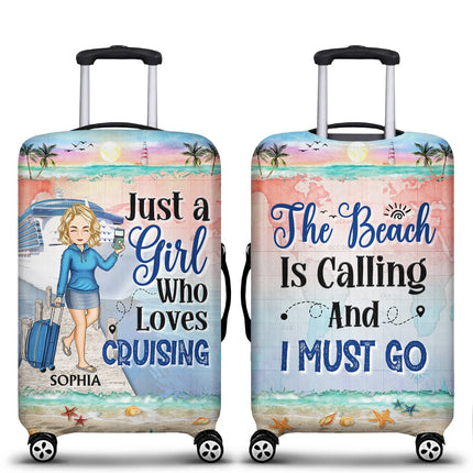Just A Girl Boy Who Loves Cruising - Birthday Gift For Him, Her, Kid, Friends, Family, Trippin?, Vacation, Beach, Sea, Travel Lovers - Personalized Custom Luggage Cover