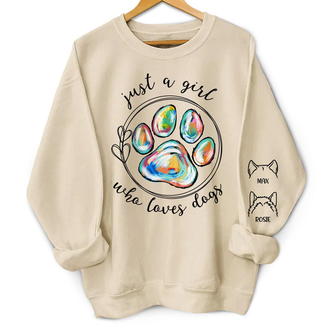 Just A Girl Who Loves Dogs Cats - Gift For Dog Lover, Cat Mom, Pet Mum - Personalized Unisex Sweatshirt