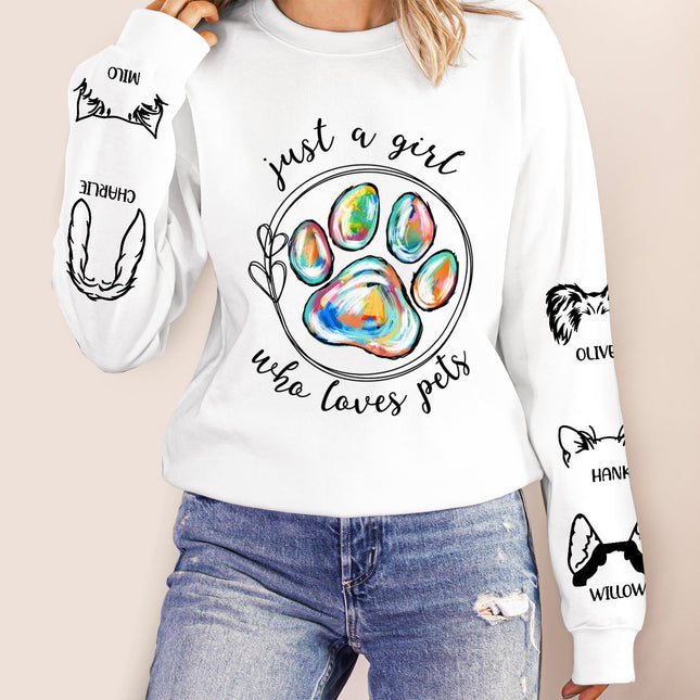Just A Girl Who Loves Dogs Cats - Gift For Dog Lover, Cat Mom, Pet Mum - Personalized Unisex Sweatshirt