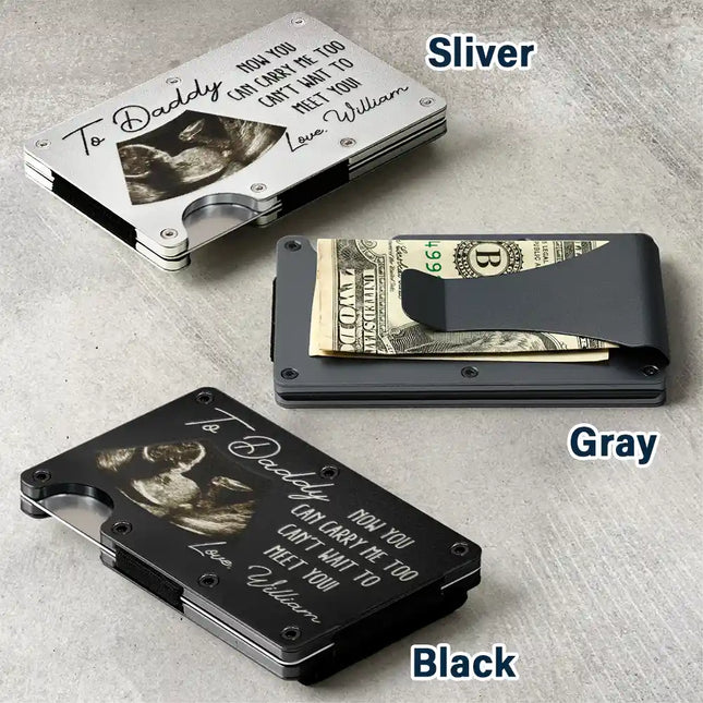 Custom Photo From The Bump Now You Can Carry Me Too - Personalized Card Wallet With Money Clip