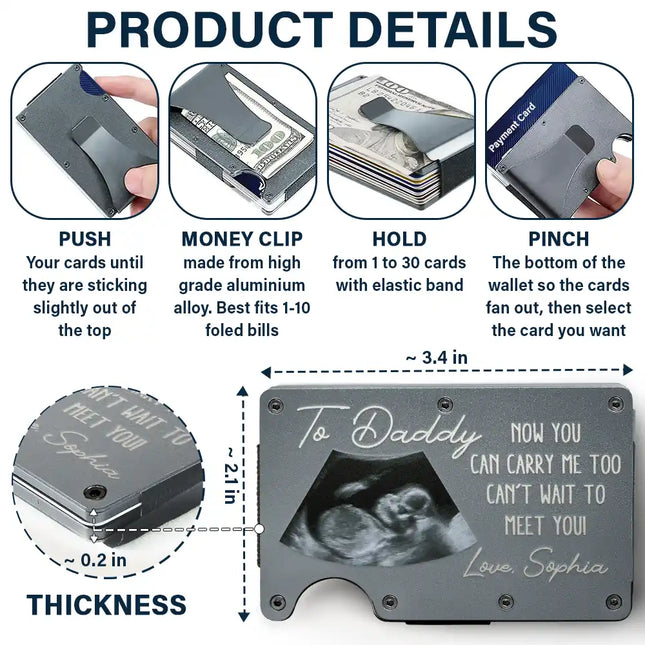 Custom Photo From The Bump Now You Can Carry Me Too - Personalized Card Wallet With Money Clip