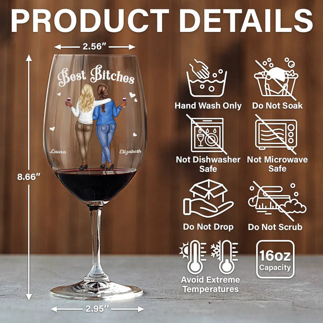 We Go Together Like Drunk And Disorderly Besties - Personalized Wine Glass