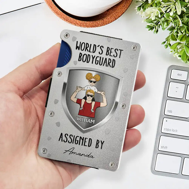 World's Best Bodyguard Assigned By - Personalized Card Wallet With Money Clip