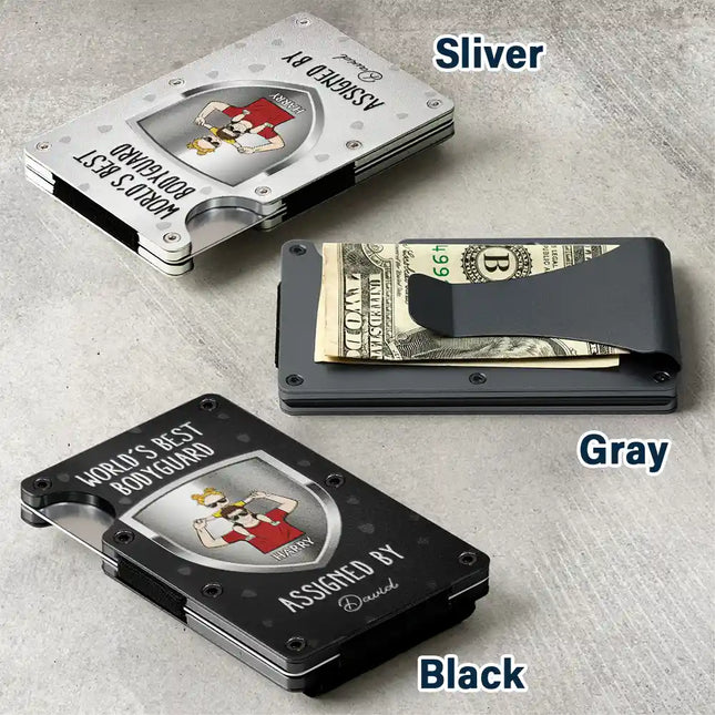 World's Best Bodyguard Assigned By - Personalized Card Wallet With Money Clip