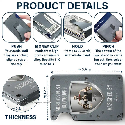 World's Best Bodyguard Assigned By - Personalized Card Wallet With Money Clip