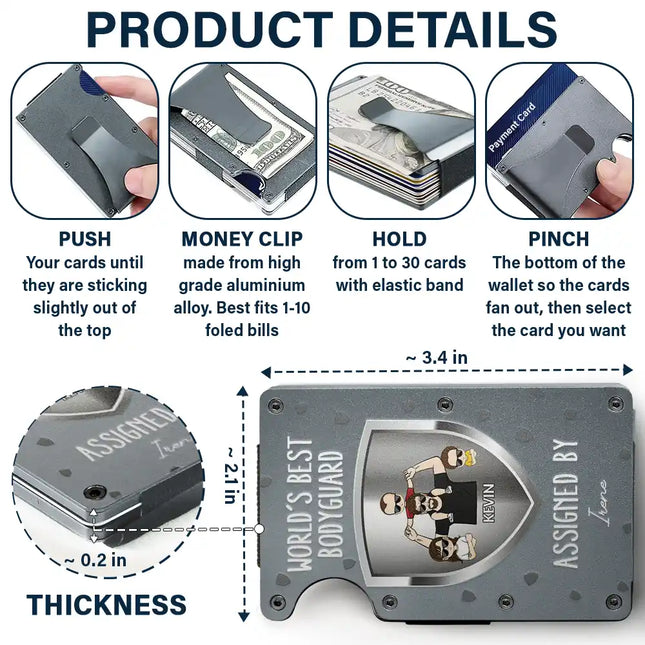 World's Best Bodyguard Assigned By - Personalized Card Wallet With Money Clip