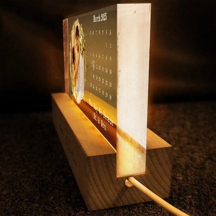 Calendar The Day We Became Mr & Mrs Couple Married Engaged Wedding Gift - Personalized Rectangle LED Light