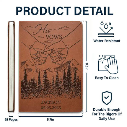 Wedding Couple Bride & Groom Vows - Personalized Leather Journal