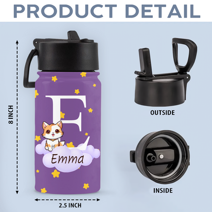 Custom Kid Name Cute Animal Kid Water Bottle Back To School Gift