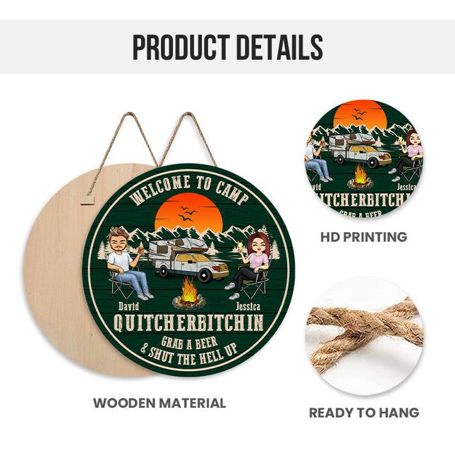 Welcome To Camp Couple - Personalized Classic Door Signs - Gift for Husband, Wife