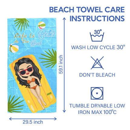 At The Beach Summer Vibes - Gift For Girlfriend - Personalized Beach Towel