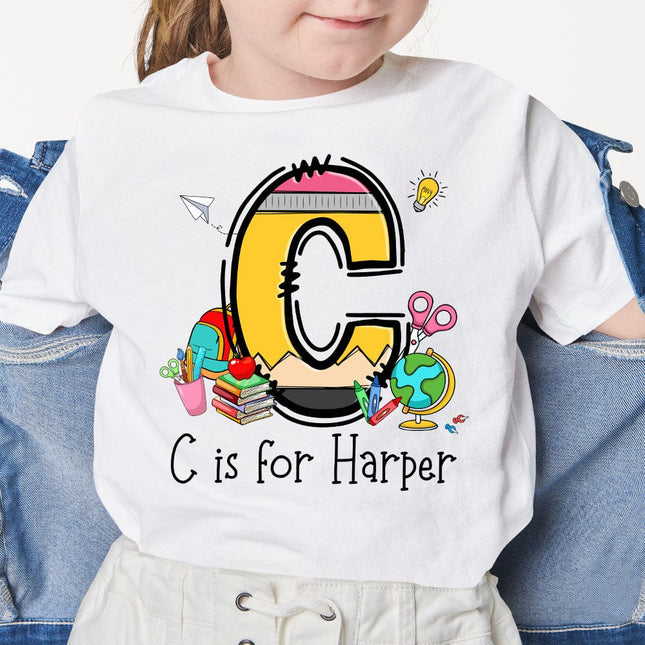 Custom Alphabet Kid Boy Name For School Bundle Back To School Kid Size Shirt Personalized Gift