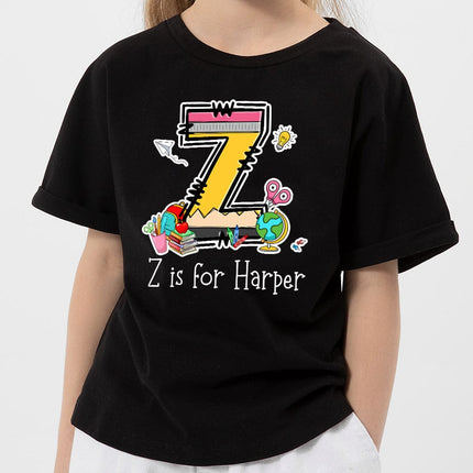 Custom Alphabet Kid Boy Name For School Bundle Back To School Kid Size Shirt Personalized Gift