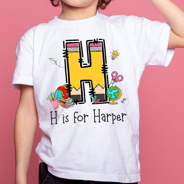 Custom Alphabet Kid Boy Name For School Bundle Back To School Kid Size Shirt Personalized Gift