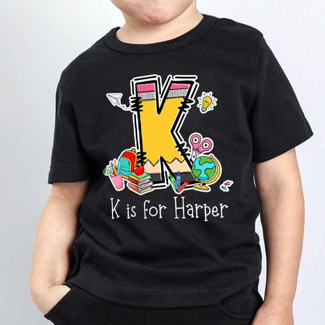 Custom Alphabet Kid Boy Name For School Bundle Back To School Kid Size Shirt Personalized Gift
