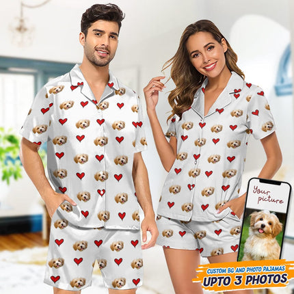 Custom Dog Photo With Icon Decoration Short Pajamas