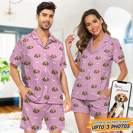 Custom Dog Photo With Icon Decoration Short Pajamas