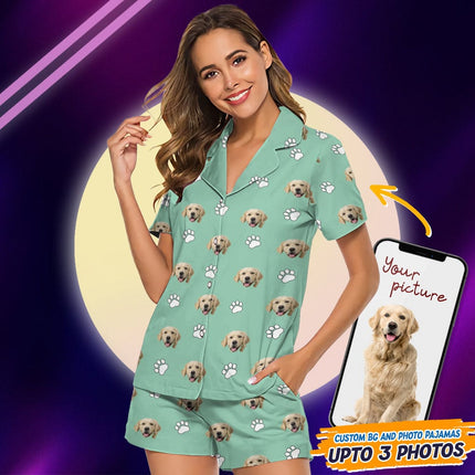Custom Dog Photo With Icon Decoration Short Pajamas
