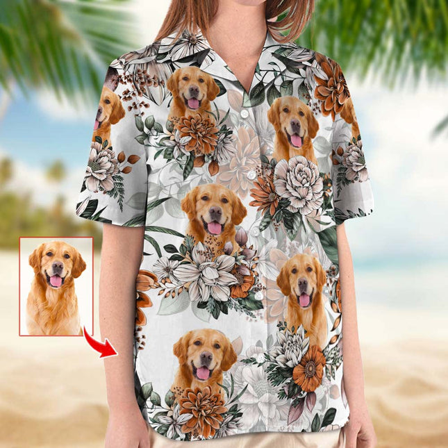 Custom Hawaiian Shirt Upload Photo With Flowers Pattern