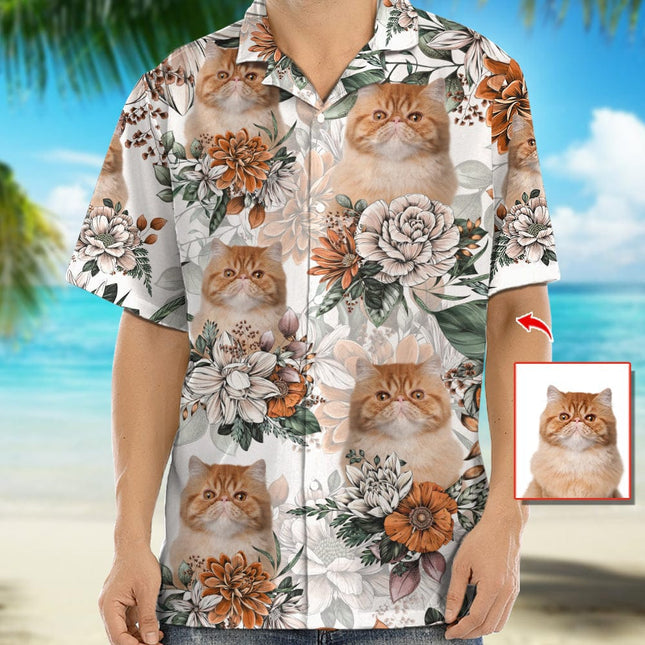Custom Hawaiian Shirt Upload Photo With Flowers Pattern